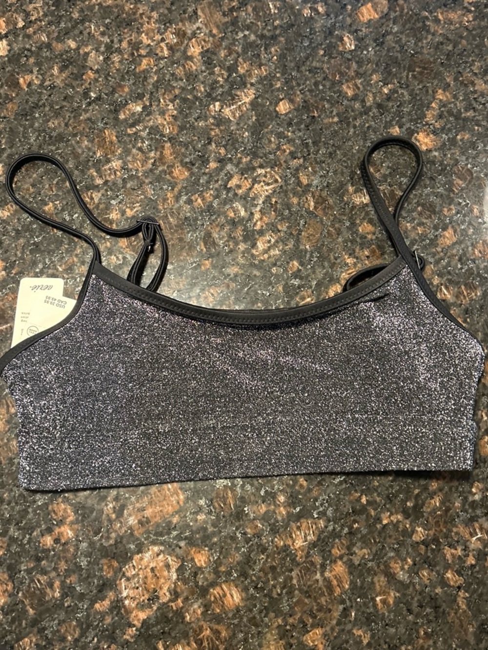 aerie Metallic Charcoal Sparkle Bikini Top
